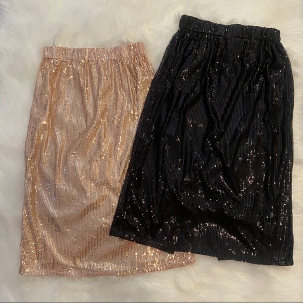 🥂ELEGANCE WITH EASE🥂BLACK SEQUIN SKIRT-NEW‎ - Picture 8 of 9